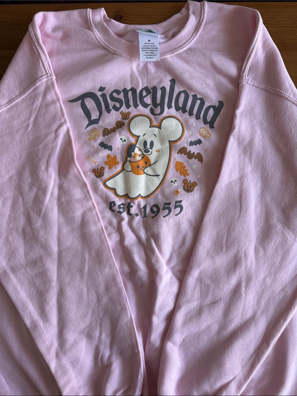 Disney Pink Disneyland Mickey Cutie Ghost Pumpkin Graphic Pullover Sweatshirt